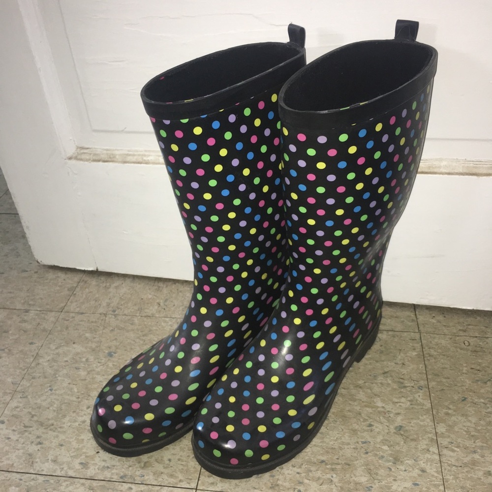 Polka dot rain boots
